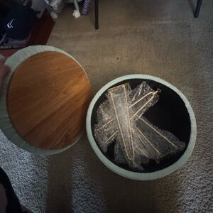 Round Wooden Lid Storage Basket